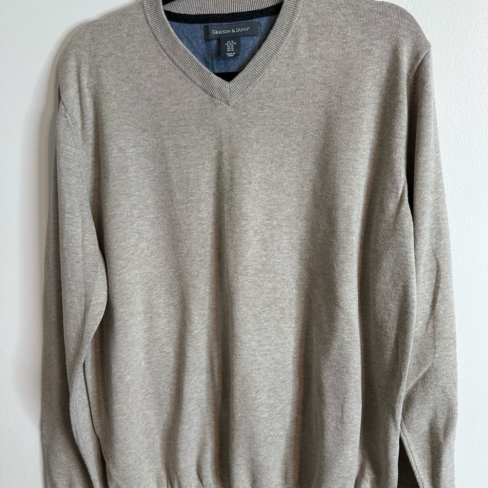 Classic V-Neck Sweater in Taupe